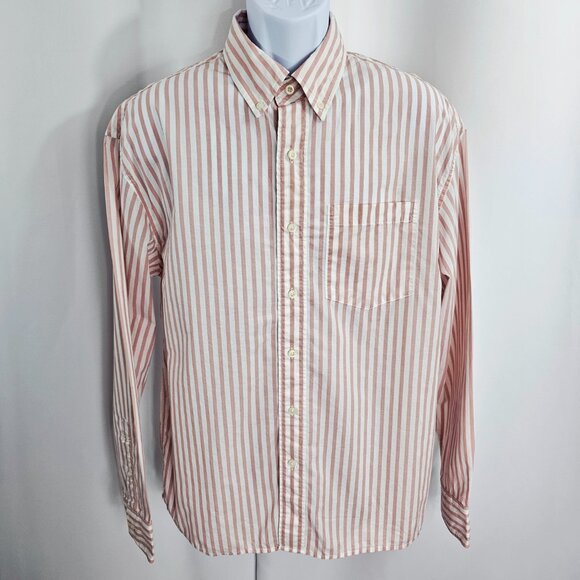 American Eagle Relaxed Fit Men's Pink Striped Button Down Shirt Size M - Picture 2 of 13